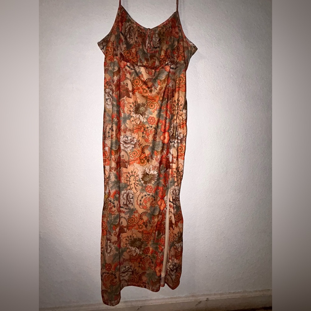 SHEIN Orange Floral Print Maxi Dress